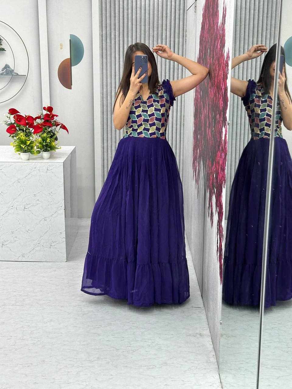 PC 468 Blue Embroidered Gown