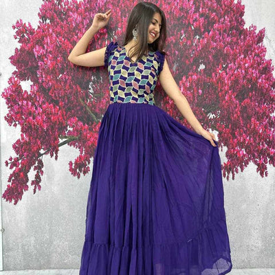 PC 468 Blue Embroidered Gown