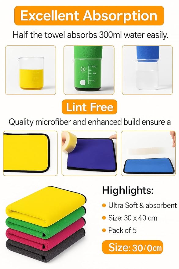 Microfiber Cleaning Towel - Pack of 5 (30x40 cm)