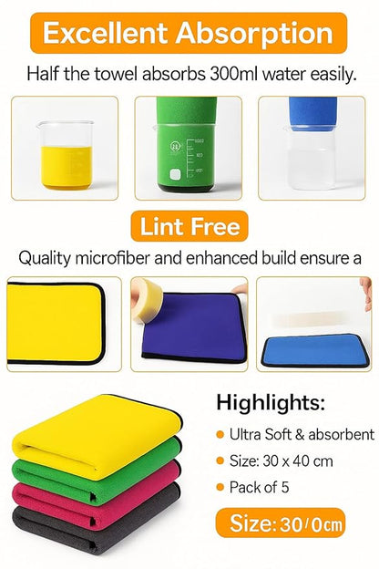 Microfiber Cleaning Towel - Pack of 5 (30x40 cm)