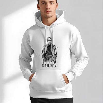 Gentleman Sketch Hoodie – Minimal Black & White Illustration | Premium Print