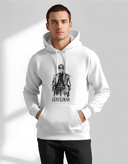 Gentleman Sketch Hoodie – Minimal Black & White Illustration | Premium Print
