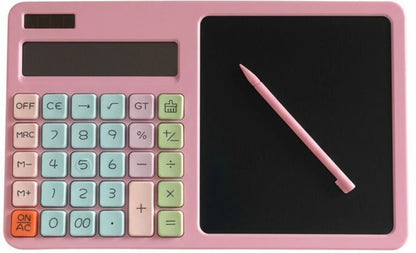 Pink Calculator with LCD Writing Board