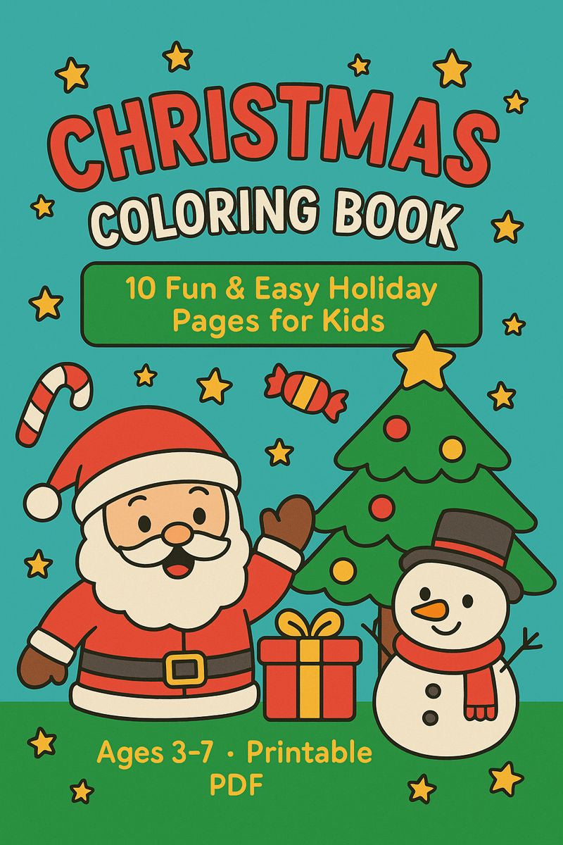 Christmas Coloring Book (10 Pages) – Printable PDF for Kids