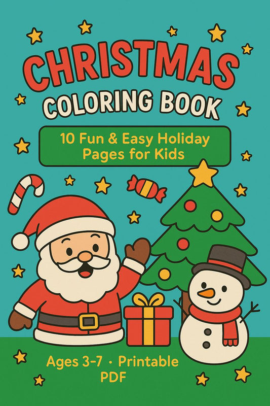 Christmas Coloring Book (10 Pages) – Printable PDF for Kids