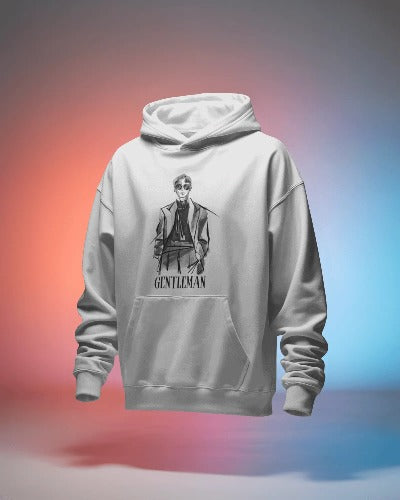 Gentleman Sketch Hoodie – Minimal Black & White Illustration | Premium Print