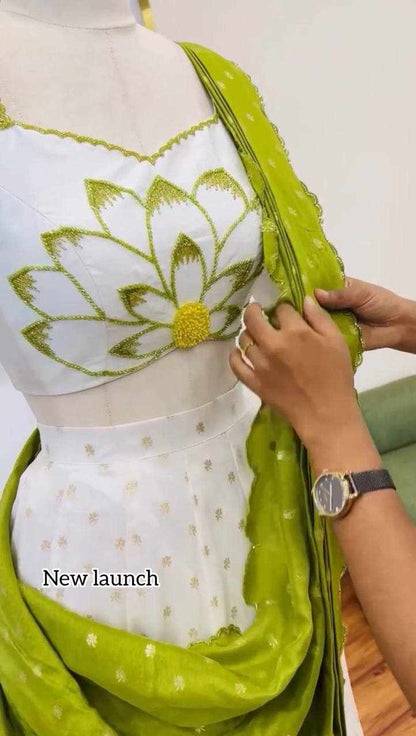 PC 500 Real Hand Work With Digital Print Lehenga