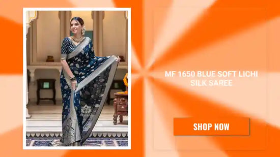 MF 1650 BLUE SOFT LICHI SILK SAREE by@Outfy