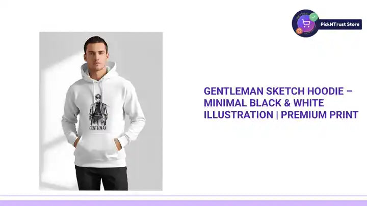 Gentleman Sketch Hoodie &ndash; Minimal Black &amp; White Illustration | Premium Print by@Outfy